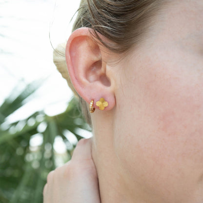 18K Gold PVD Stainless Steel Clover Stud Earring / ERJ0076
