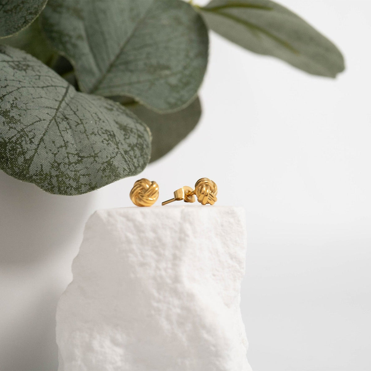18K Gold PVD Stainless Steel Knot Stud Earrings / ERJ0077