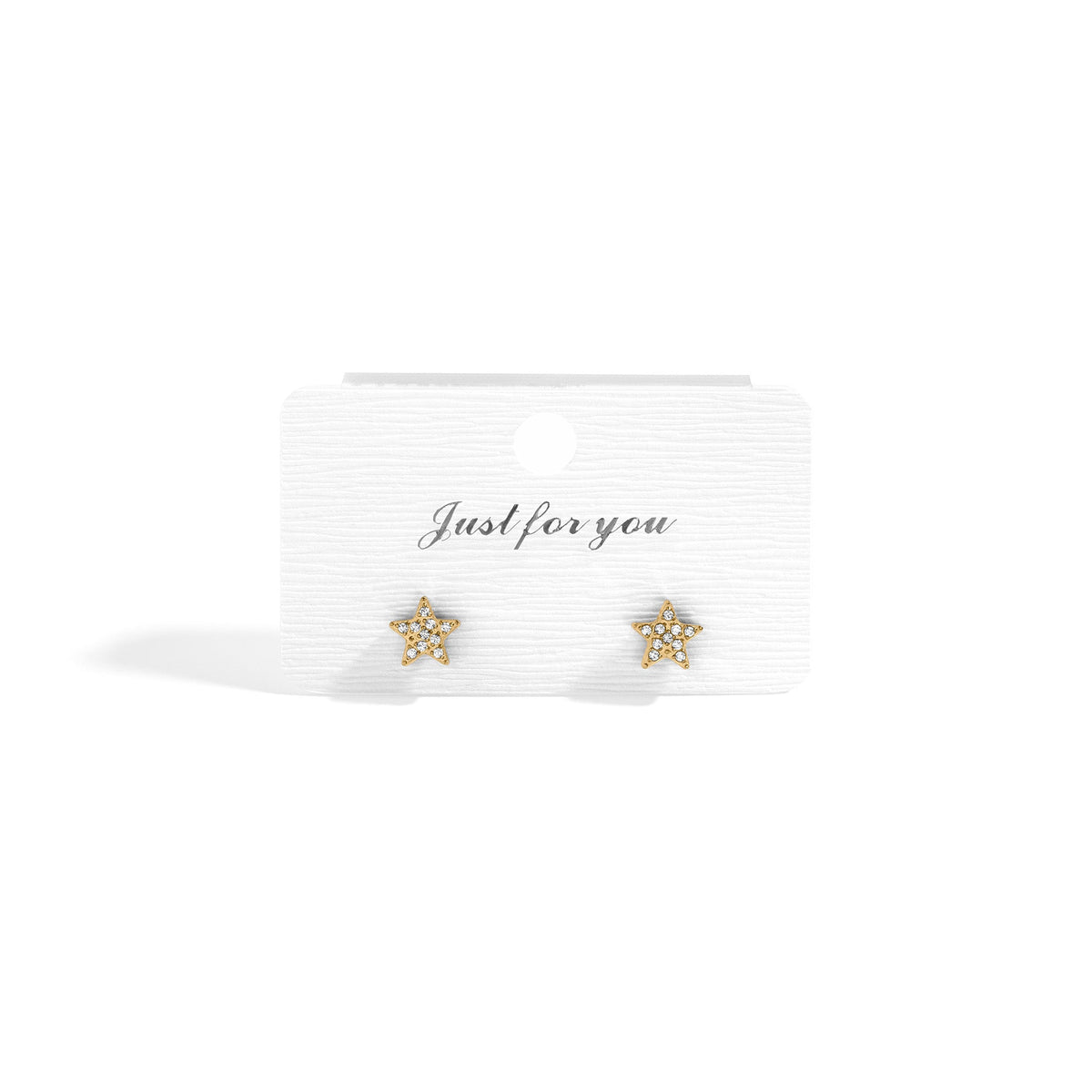 18K Gold PVD Stainless Steel Star Stud Pave Stone Earrings / ERJ0080