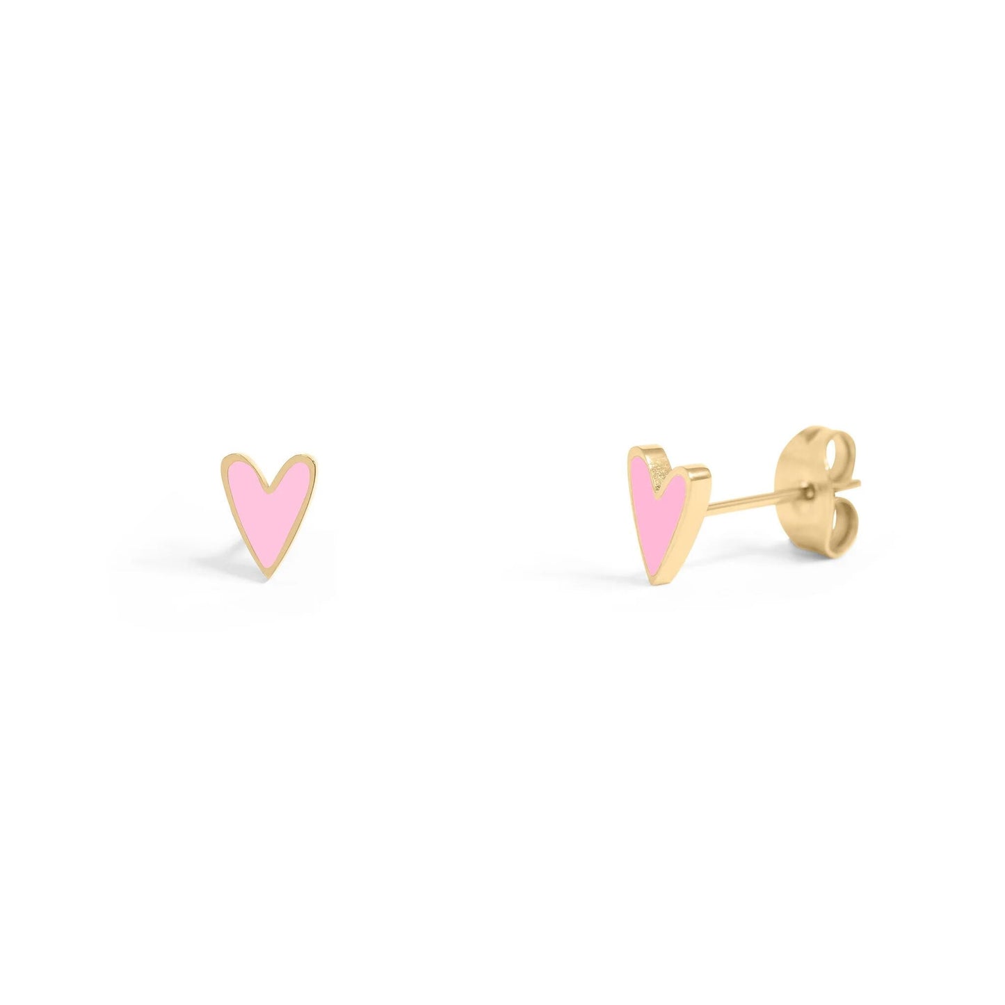 18K Gold PVD Stainless Steel White Enamel Heart Studs / ERJ0081