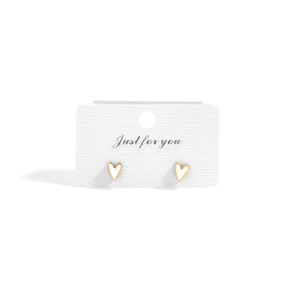 18K Gold PVD Stainless Steel White Enamel Heart Studs / ERJ0081