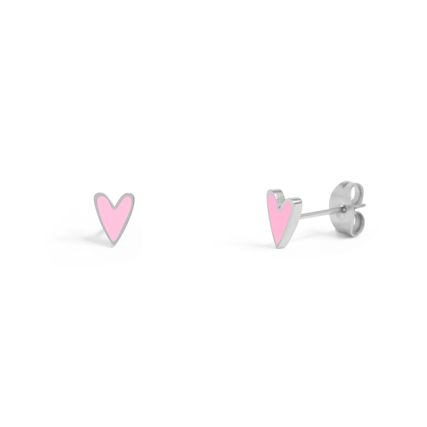 18K Gold PVD Stainless Steel White Enamel Heart Studs / ERJ0081
