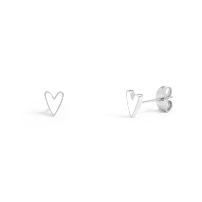 18K Gold PVD Stainless Steel White Enamel Heart Studs / ERJ0081