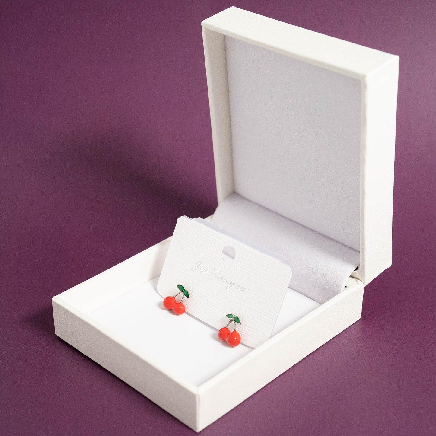 18K Gold PVD Stainless Steel Enamel Cherry Stud Earrings / ERJ0082