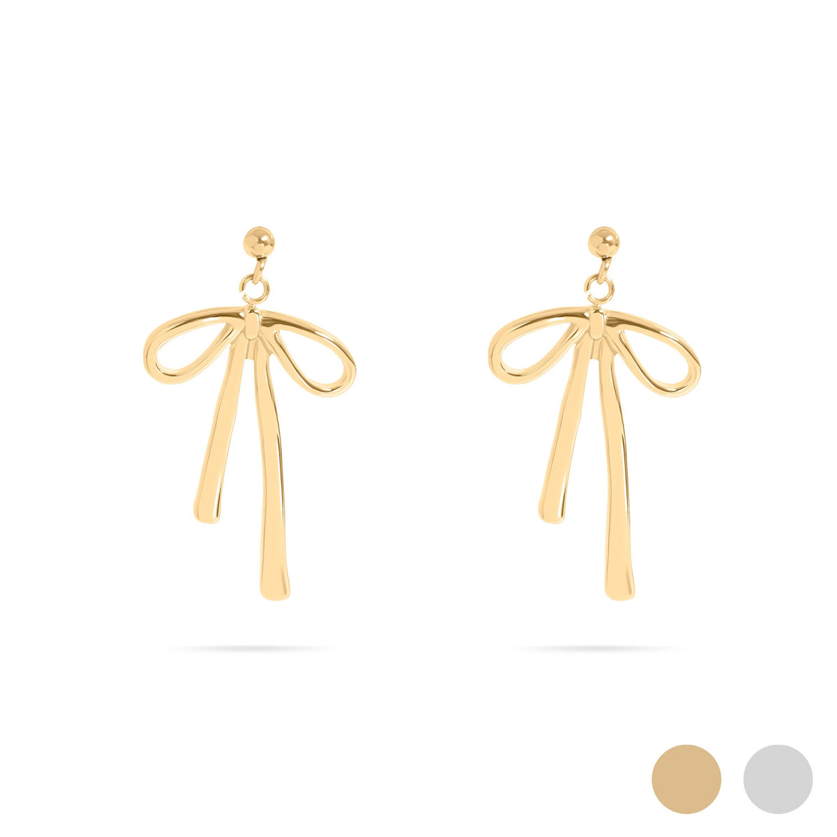 18K Gold PVD Stainless Steel Ribbon Bow Earrings  / ERJ0084