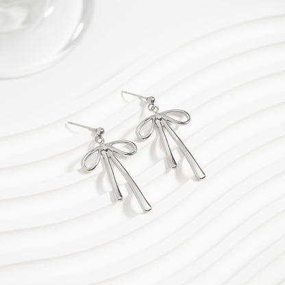 18K Gold PVD Stainless Steel Ribbon Bow Earrings  / ERJ0084