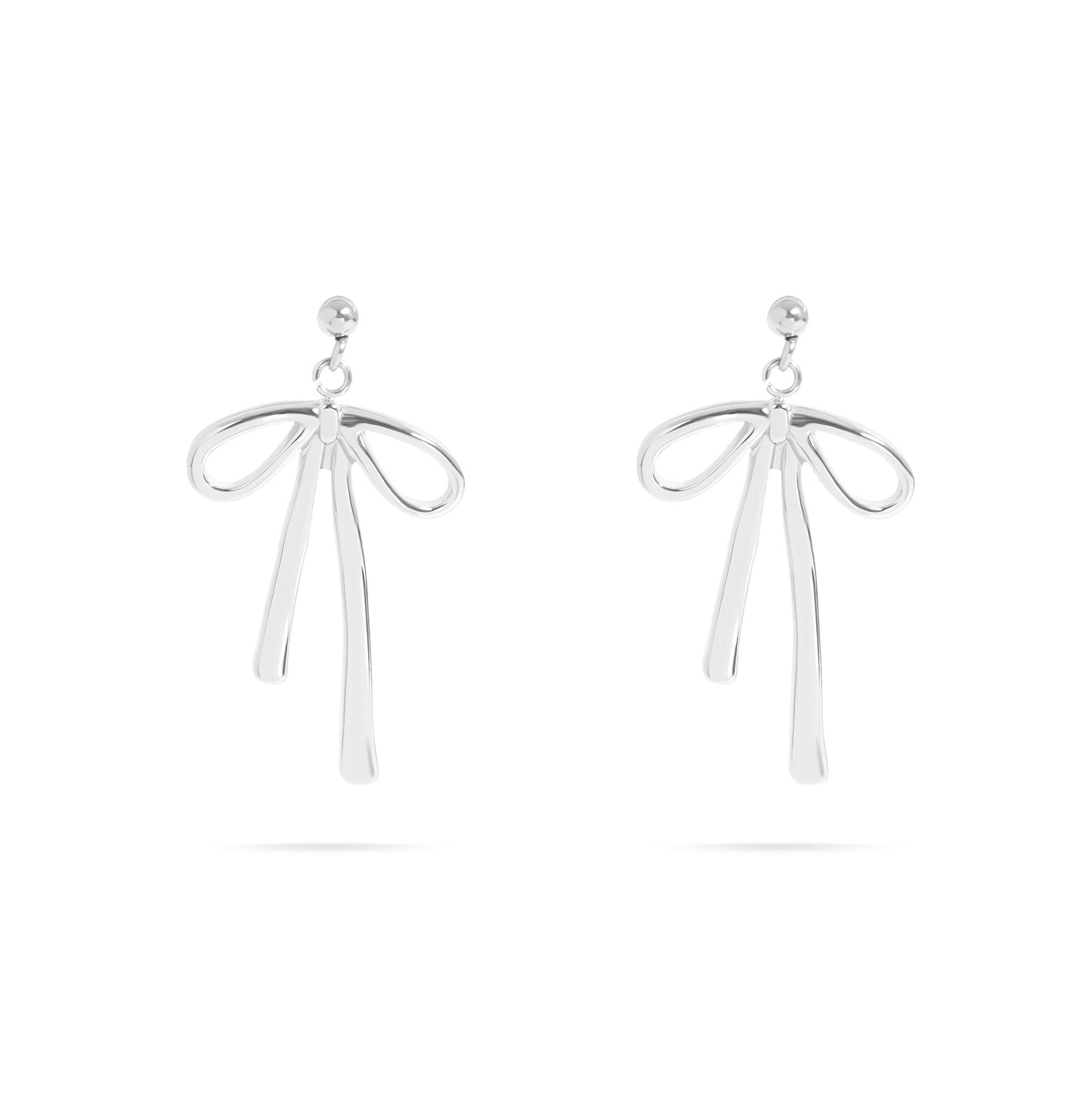 18K Gold PVD Stainless Steel Ribbon Bow Earrings  / ERJ0084