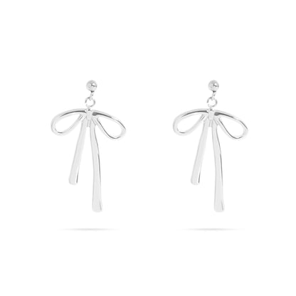 18K Gold PVD Stainless Steel Ribbon Bow Earrings  / ERJ0084