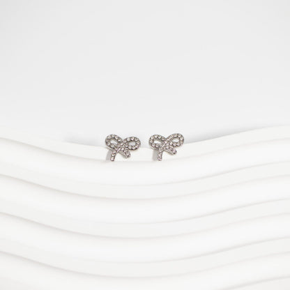 18K Gold PVD Stainless Steel Stone Bow Earrings / ERJ0089