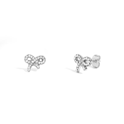 18K Gold PVD Stainless Steel Stone Bow Earrings / ERJ0089