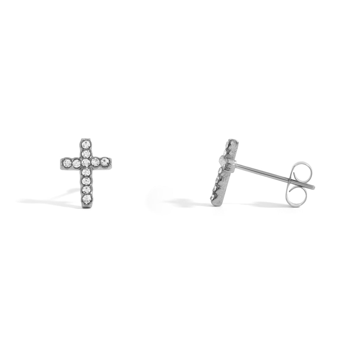 18K Gold PVD Stainless Steel Stone Cross Earrings / ERJ0090