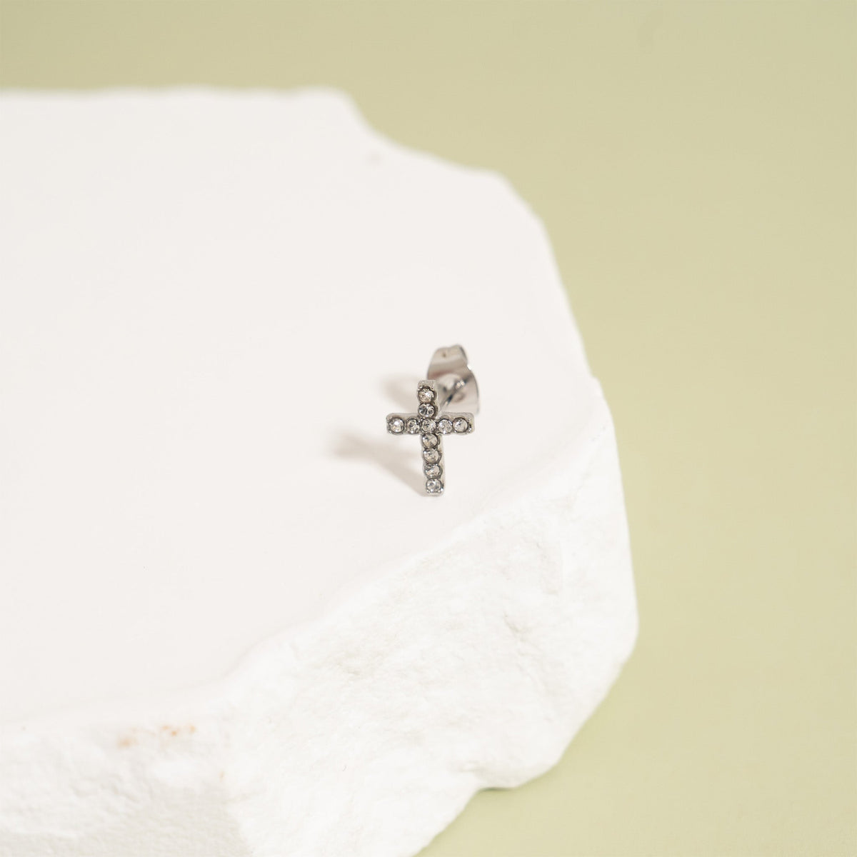 18K Gold PVD Stainless Steel Stone Cross Earrings / ERJ0090