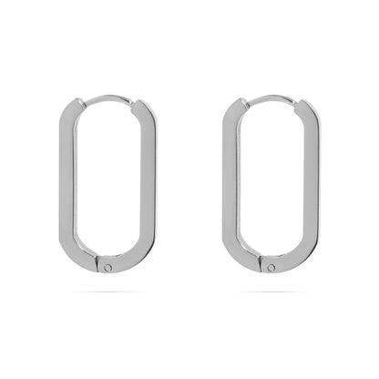 18K Gold PVD Stainless Stainless Steel Oval Huggie Earrings / ERJ0093