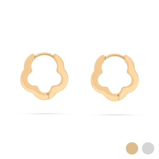 18K Gold PVD Stainless Steel Flower Huggie Earrings / ERJ0094