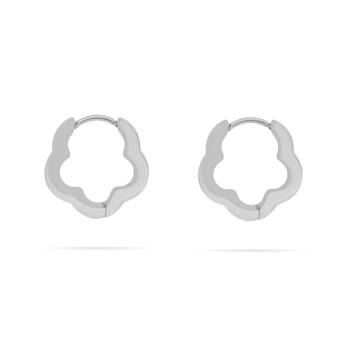 18K Gold PVD Stainless Steel Flower Huggie Earrings / ERJ0094