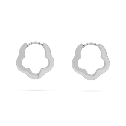 18K Gold PVD Stainless Steel Flower Huggie Earrings / ERJ0094