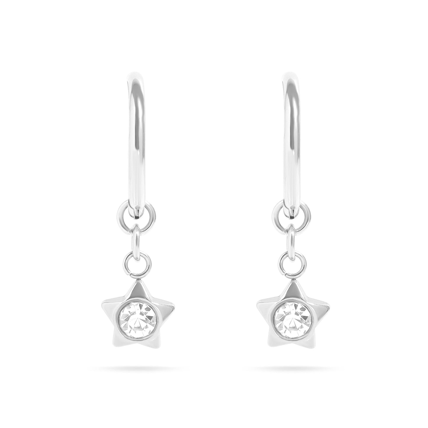 18K Gold PVD Stainless Steel CZ Star Pendant Huggie Earrings / ERJ0048