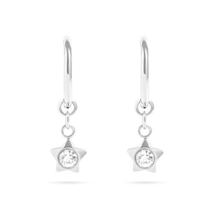 18K Gold PVD Stainless Steel CZ Star Pendant Huggie Earrings / ERJ0048