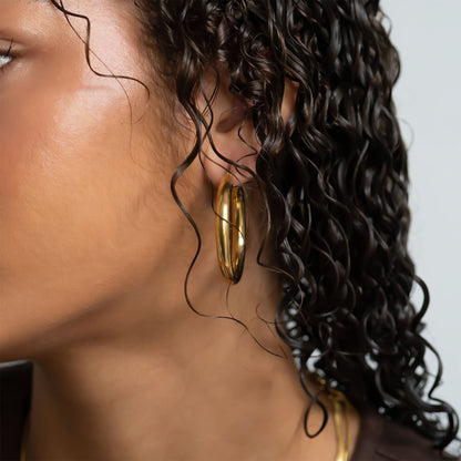 18K Gold PVD Stainless Steel Chunky Hoop Earring / ERJ0103