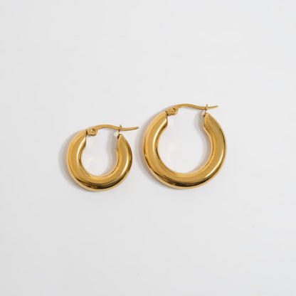 18K Gold PVD Stainless Steel Chunky Hoop Earring / ERJ0103