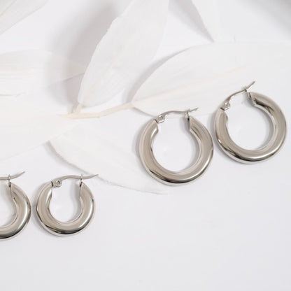 18K Gold PVD Stainless Steel Chunky Hoop Earring / ERJ0103