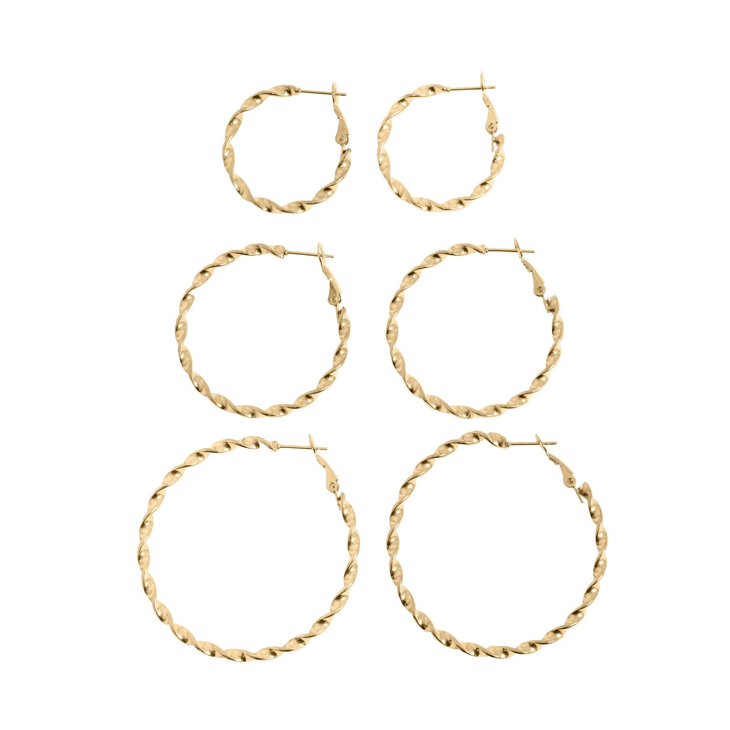 18K Gold PVD Stainless Steel Twist Hoop Earrings / ERJ0104