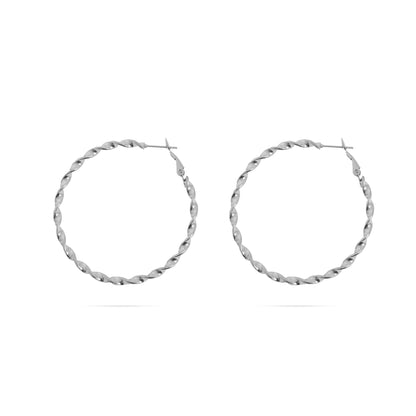 18K Gold PVD Stainless Steel Twist Hoop Earrings / ERJ0104
