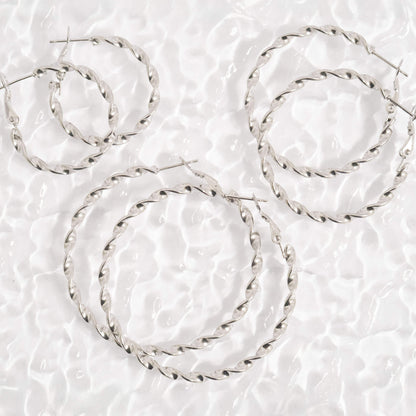 18K Gold PVD Stainless Steel Twist Hoop Earrings / ERJ0104