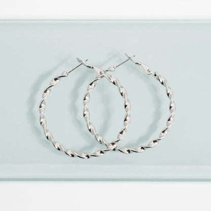 18K Gold PVD Stainless Steel Twist Hoop Earrings / ERJ0104