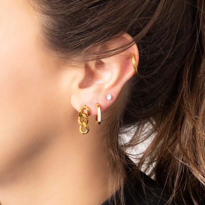 Stainless Steel Round CZ Stud Earrings / ERJ3158
