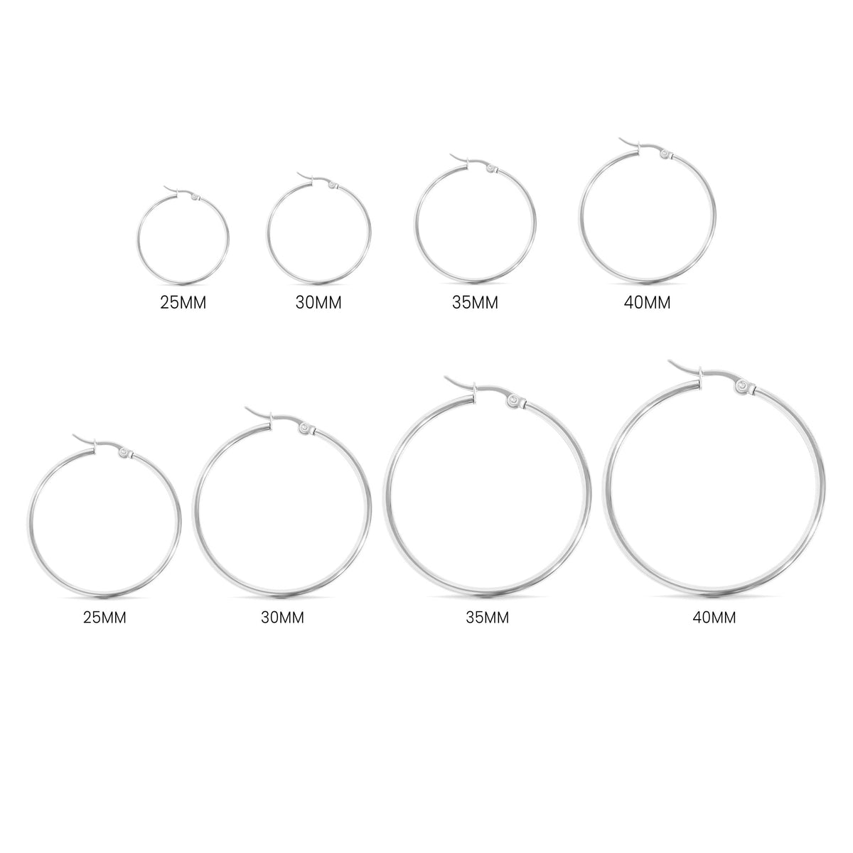 18K Gold PVD Stainless Steel Round Tube Hoop Earrings / ERJ2138