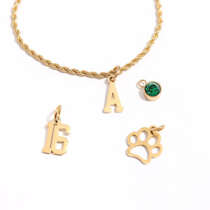 18K Gold PVD Coated Stainless Steel Small Sport Letter Pendant / PDS0007