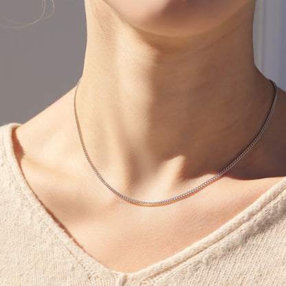 Stainless Steel Diamond Cut Curb Chain Necklace / CHN7500