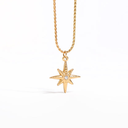 18K Gold PVD Stainless Steel Compass Pendant / PDL0126