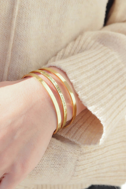 18K Gold PVD Stainless Steel Love Languages 3 Pc Bangle Set / BRJ1012