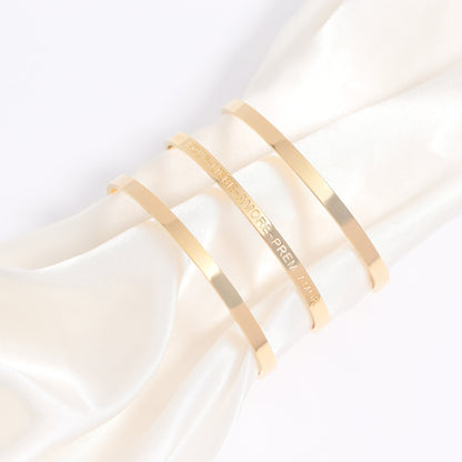 18K Gold PVD Stainless Steel Love Languages 3 Pc Bangle Set / BRJ1012