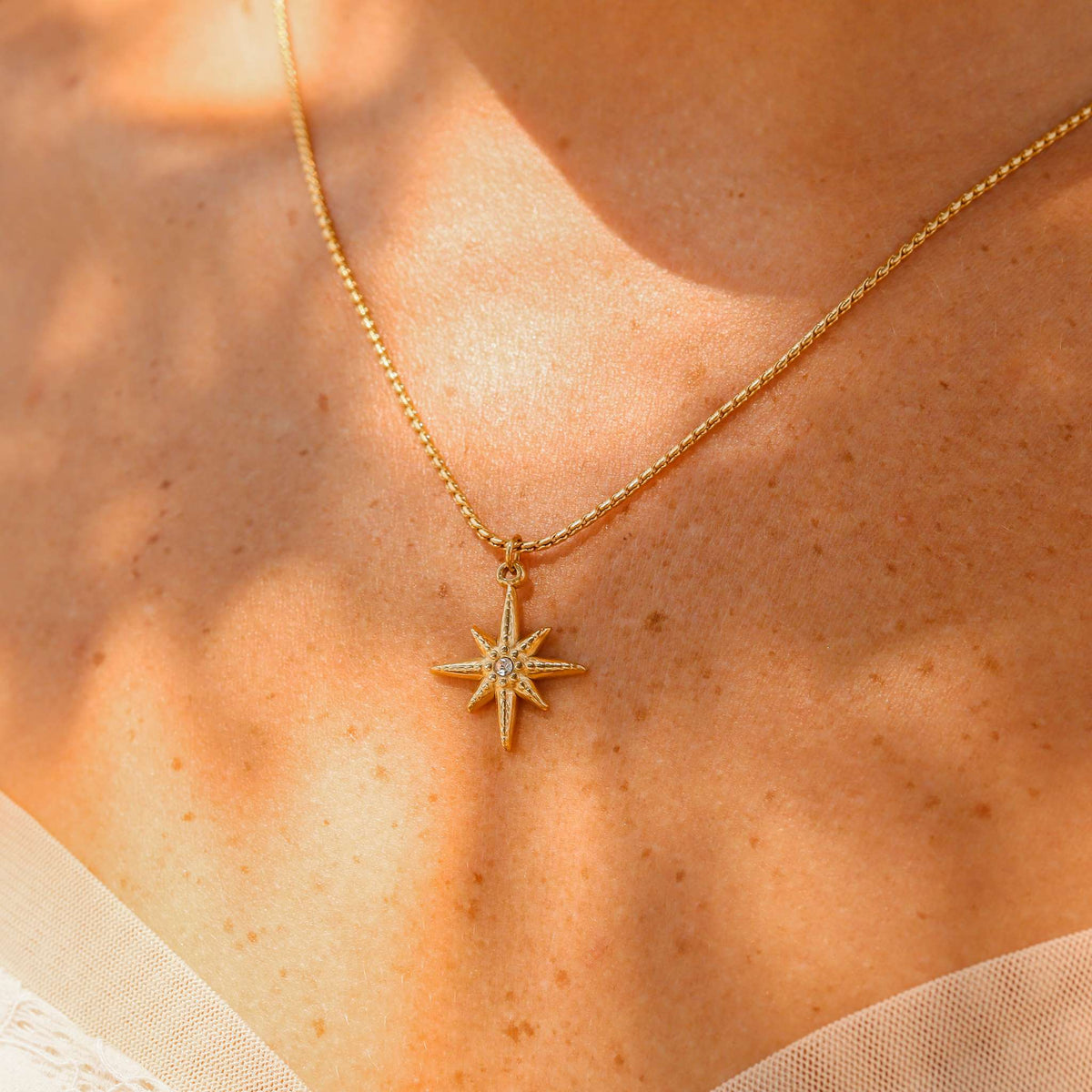 18K Gold PVD Stainless Steel Compass Pendant / PDL0126