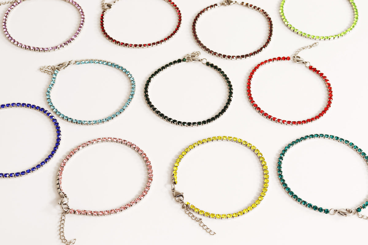 Stainless Steel Birthstone Tennis Chain Bracelet / TBR0007