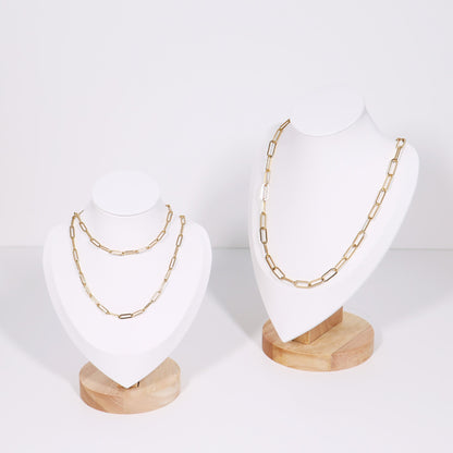 18K Gold PVD Stainless Steel Paperclip Chain Necklace / CHN9760