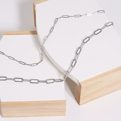 Stainless Steel Paperclip Chain Necklace / CHN9761
