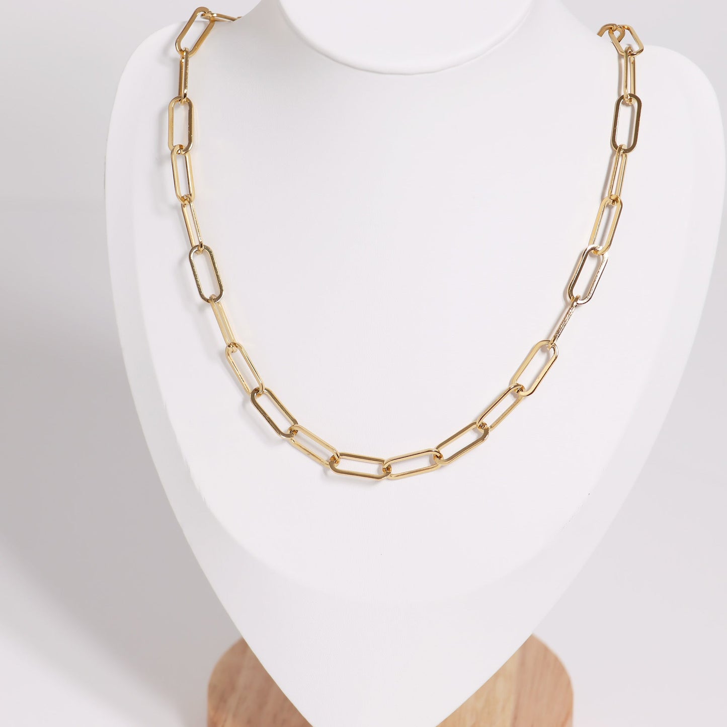 18K Gold PVD Stainless Steel Paperclip Chain Necklace / CHN9760