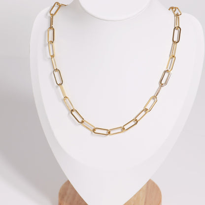 18K Gold PVD Stainless Steel Paperclip Chain Necklace / CHN9760