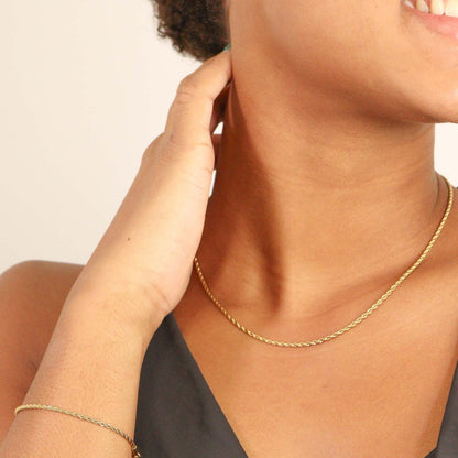 18K Gold PVD Stainless Steel Rope Chain Necklace / CHN9702