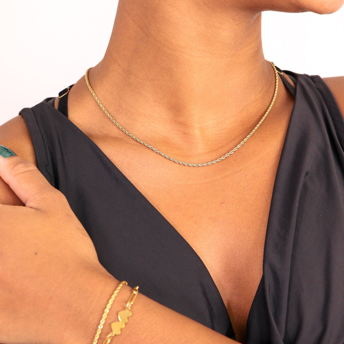 18K Gold PVD Stainless Steel Rope Chain Necklace / CHN9702