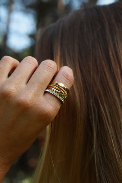 18K Gold PVD Stainless Steel Sculpted Blank Engravable Ring / ZRJ9017