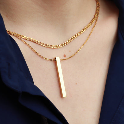 18K Gold PVD Stainless Steel Figaro Chain Necklace / CHN9600