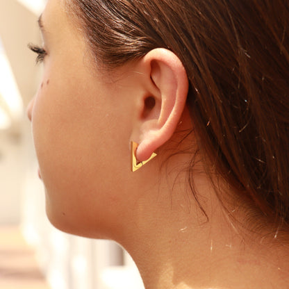 18K Gold PVD Stainless Steel Triangle Huggie Earrings / ERJ0003