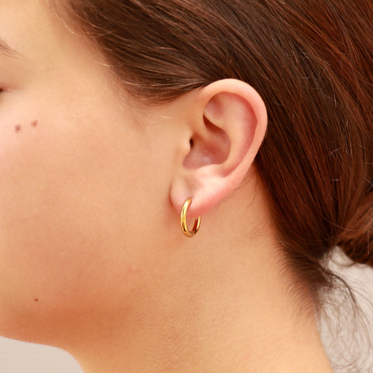 18K Gold PVD Stainless Steel Circle Huggie Hoop Earrings / ERJ0024
