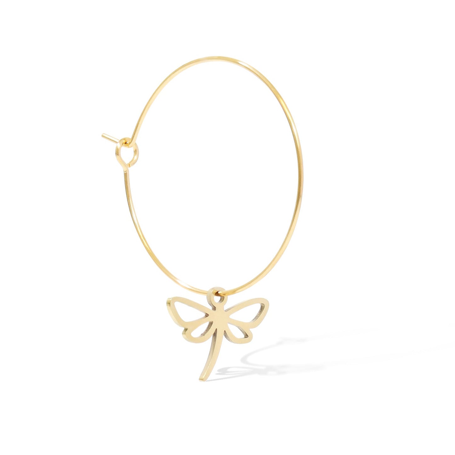 18K Gold PVD Stainless Steel Wire Hoop Earrings / ERJ0044