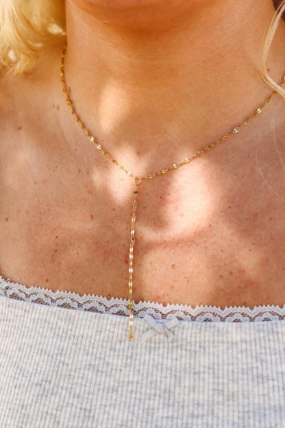 18K Gold PVD Stainless Steel Lariat Necklace Lip Chain / CHN0058